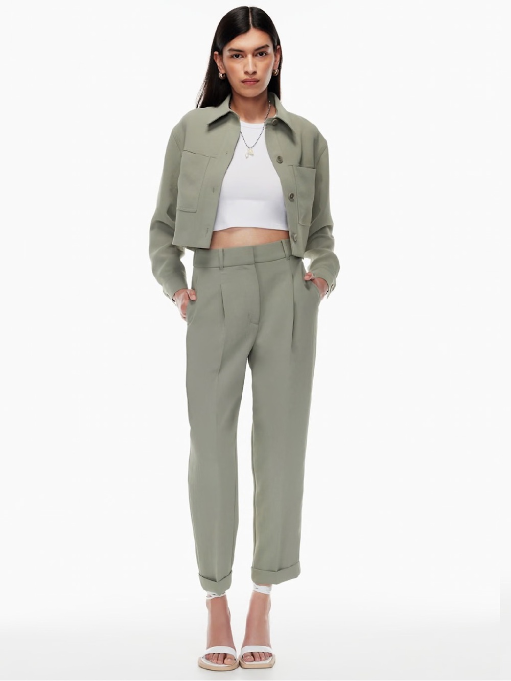 Aritzia Wilfred Dashwood Green Grey Pants - Picture 1 of 12